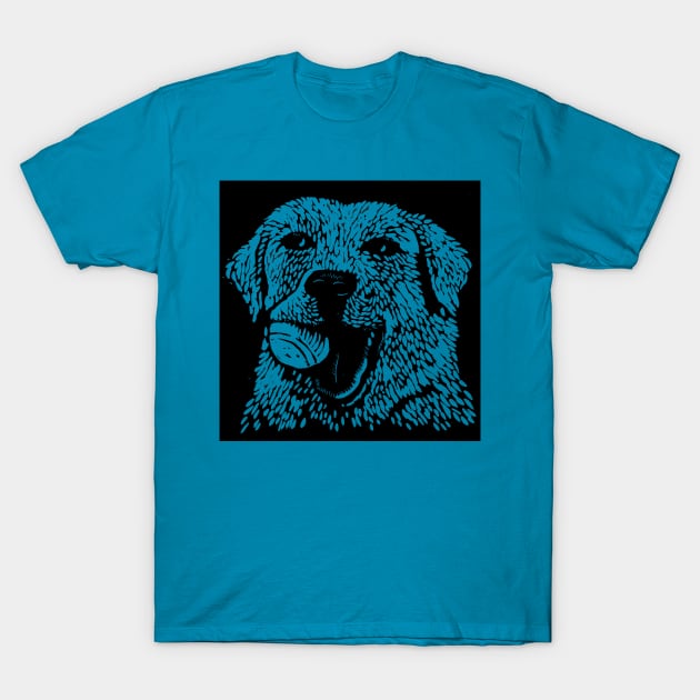 Yellow Lab with Ball T-Shirt by HelenDBVickers